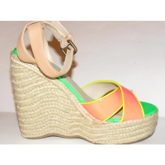 Enzo Angiolini Pink Yellow Green and Taupe Leather - Picture 5 of 12